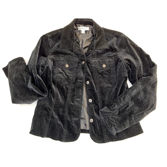 Coldwater Creek Jacket Women's Size S Black Soft Velvet Long Sleeves Button - Picture 1 of 6